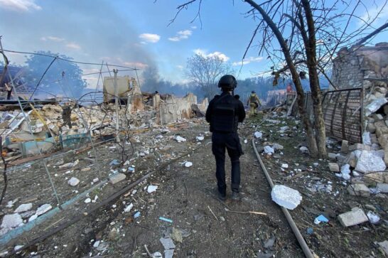 Destruction in the Kharkiv region of Ukraine.