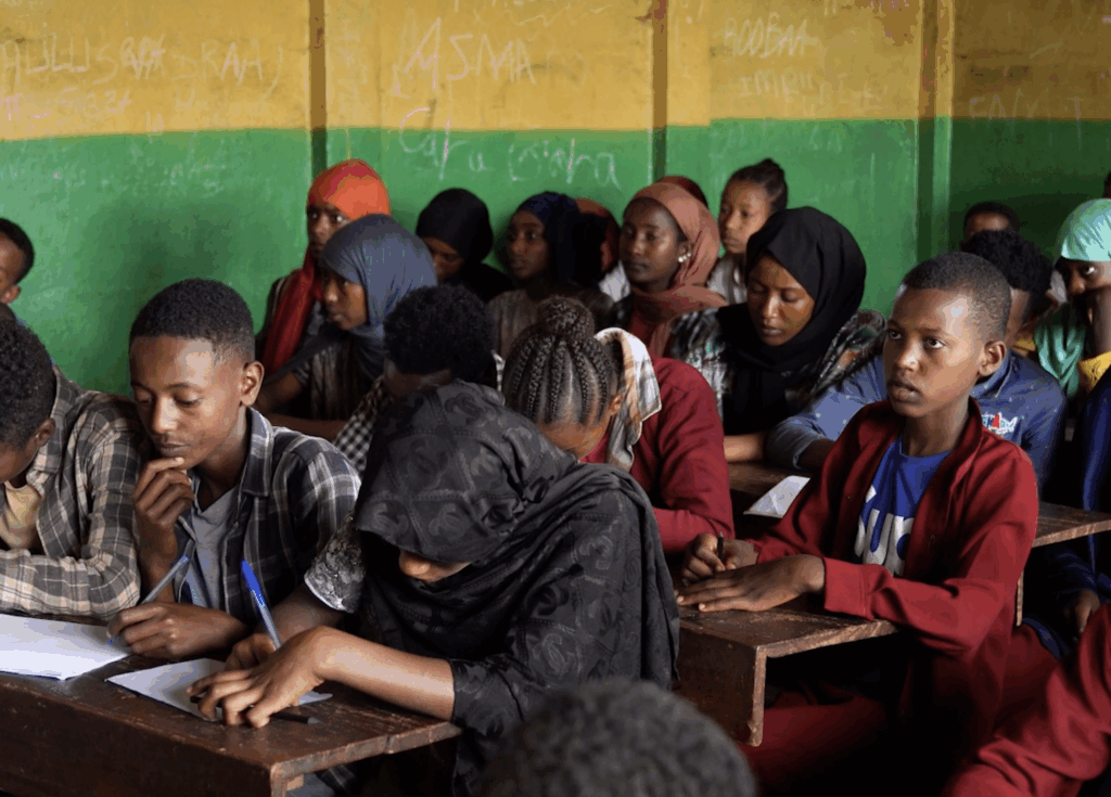 Ethiopian school children in a class room.