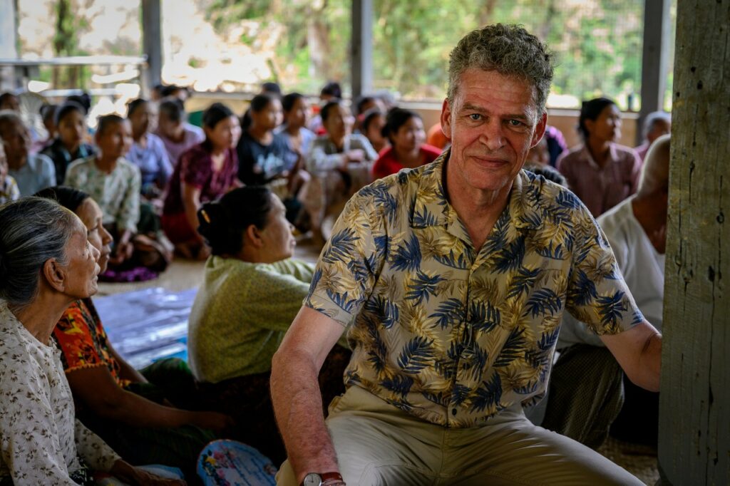 Cordaid CEO Kees Zevenbergen during a visit to a disaster risk reduction project in Pakokku, Myanmar.