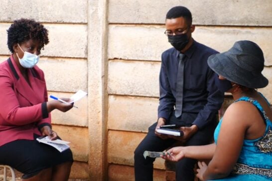 Health workers visiting the neighbourhoods of large urban areas in Zimbabwe.