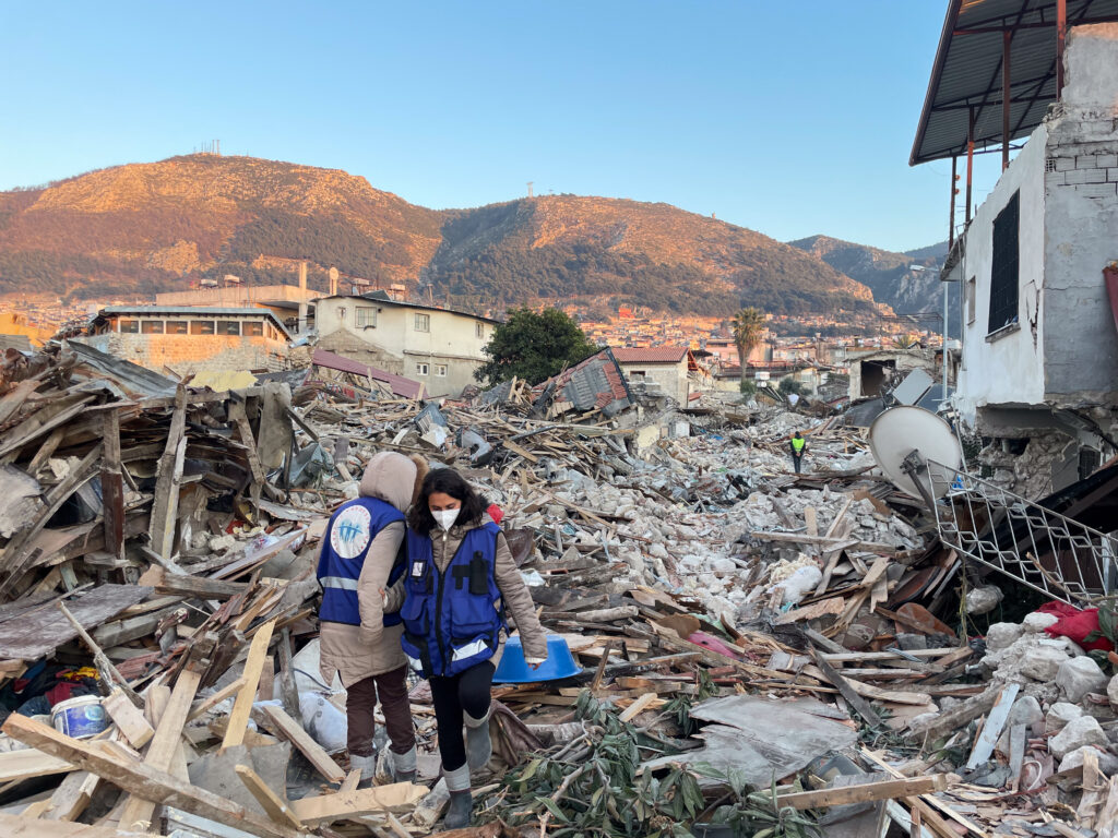 Aid workers in Hatay, Turkey.