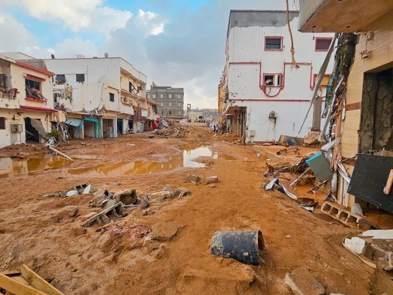 Damage caused by storm Daniel in the Libyan city of Derna.