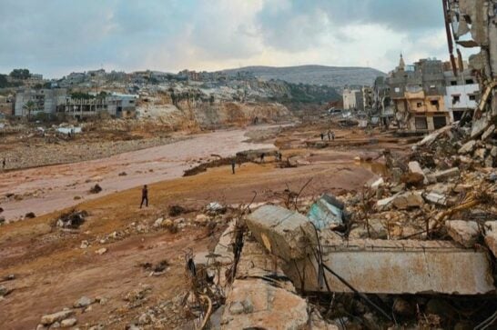 Damage caused by storm Daniel in the Libyan city of Derna.