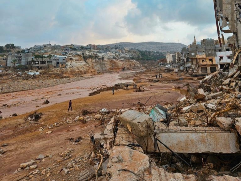 Damage caused by storm Daniel in the Libyan city of Derna.