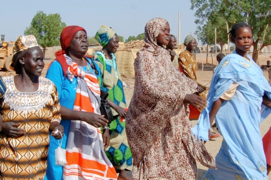 Sudanese women marching for International Women's Day.
